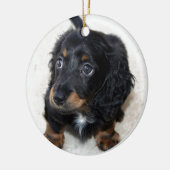Miniature Long Hazard Dashund Keramisch Ornament (Links)