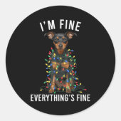 Miniature Nscher Christmas I'm Fine Everything Is Ronde Sticker (Voorkant)