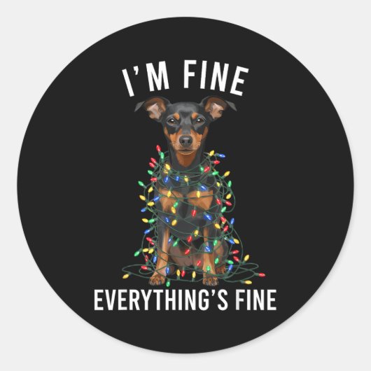 Miniature Nscher Christmas I'm Fine Everything Is  Ronde Sticker (Voorkant)