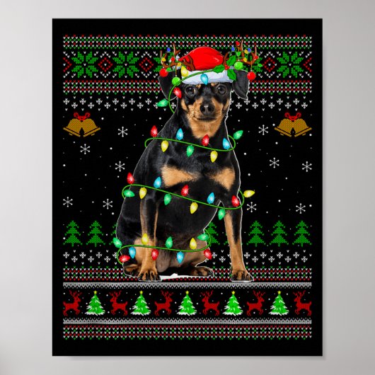 Miniature Nscher Dog Ugly Christmas Sweaters Holid Poster (Voorkant)