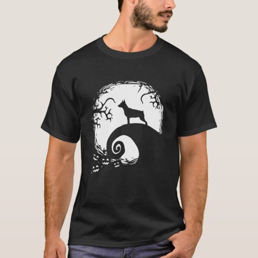 Miniature Pinscher And Moon Halloween T-shirt (Voorkant)
