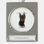 Miniature Pinscher (blk) Mam 2 Verzilverd Banner Ornament (Voorkant)