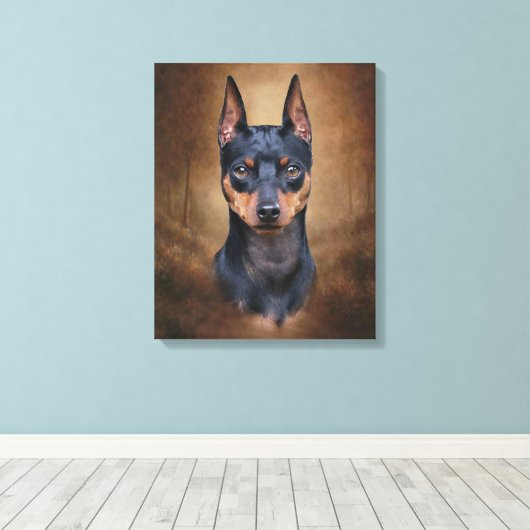 Miniature Pinscher Canvas Afdruk (Insitu (Houten vloer))