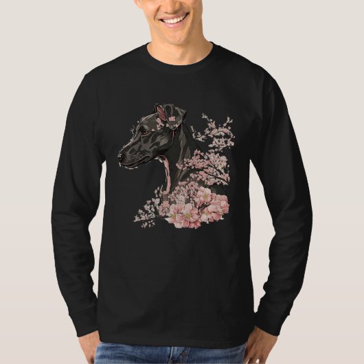 Miniature Pinscher Cherry Blossom Dog Breed Japane T-shirt (Voorkant)