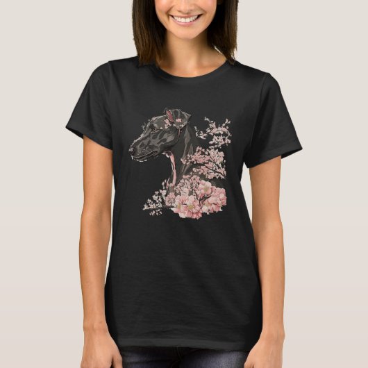 Miniature Pinscher Cherry Blossom Dog Breed Japane T-shirt (Voorkant)