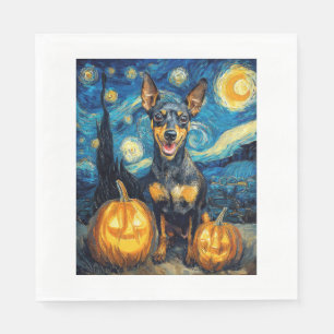 Miniature Pinscher Cute Hond Halloween Jack O Lant Servet