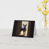Miniature Pinscher Dog Kaart (Gele Bloem)
