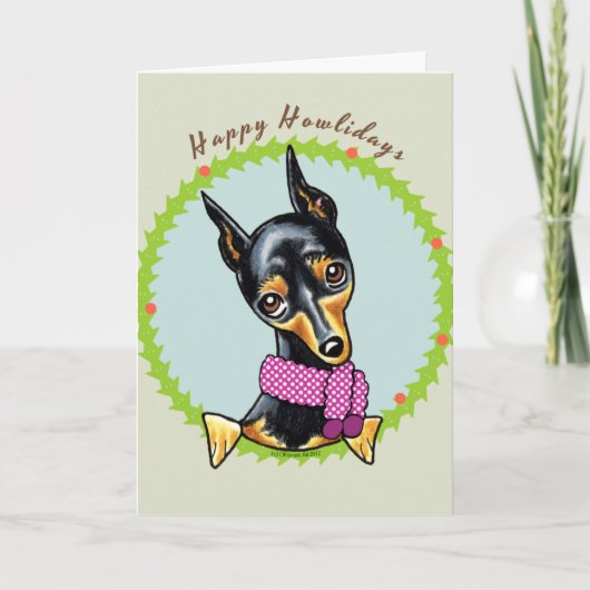Miniature Pinscher Fijne Feestdagen Kaart (Voorkant)
