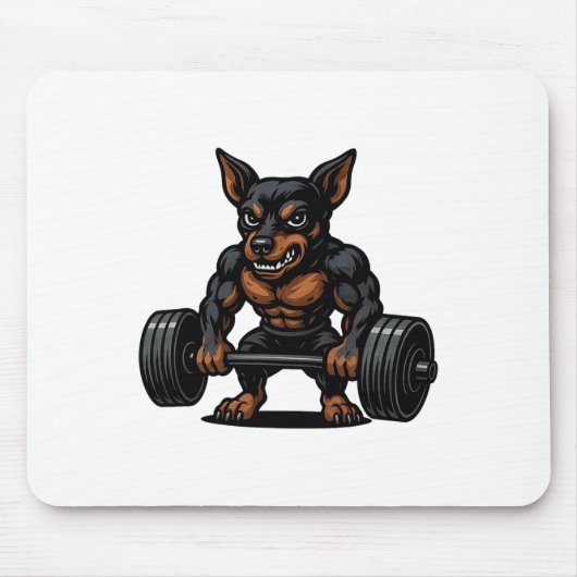 Miniature Pinscher Gewichtheffen Bodybuilder Werko Muismat (Voorkant)