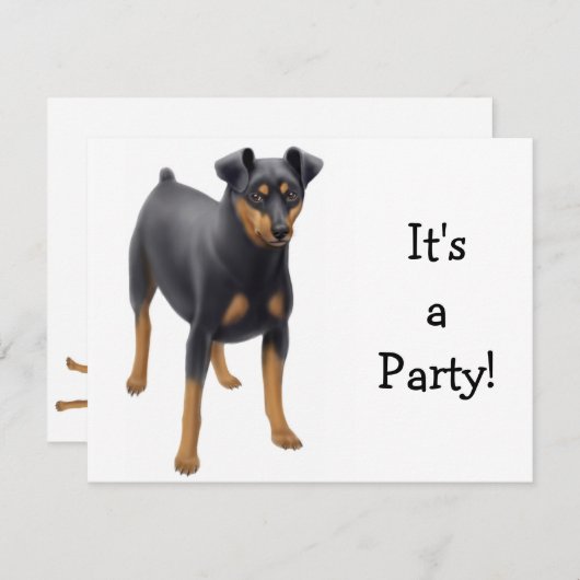 Miniature Pinscher Invitation Kaart (Voorkant / Achterkant)