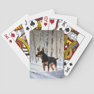 Miniature Pinscher Laat het Sneeuwen Kerstmis Pokerkaarten
