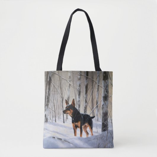 Miniature Pinscher Laat het Sneeuwen Kerstmis Tote Bag (Voorkant)