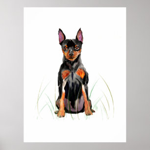 Miniature Pinscher Muur Kunst Poster, Min Pin Prin Poster