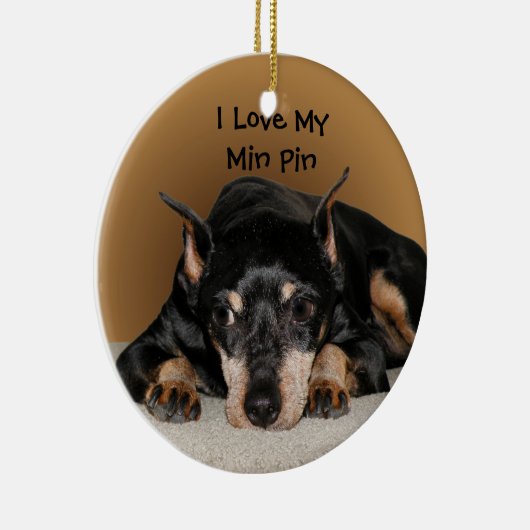 Miniature Pinscher ook bekend als Min Pin Keramisch Ornament (Rechts)