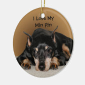 Miniature Pinscher ook bekend als Min Pin Keramisch Ornament (Links)