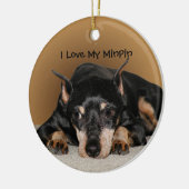 Miniature Pinscher ook bekend als Min Pin Love Hol Keramisch Ornament (Links)