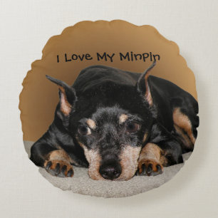 Miniature Pinscher ook bekend als Min Pin Love Hol Rond Kussen