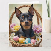 Miniature Pinscher Pasen Eieren Kaart (Voorkant)