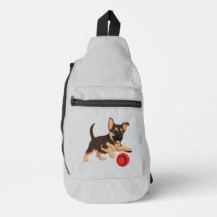 Miniature Pinscher Puppy Vader Grijze Reisrugzak Sling Bag