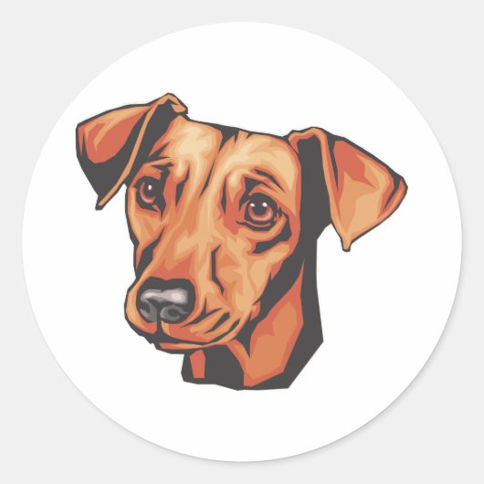 Miniature Pinscher Ronde Sticker (Voorkant)