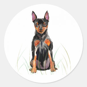 Miniature Pinscher Sticker, Min Pin Hondenliefhebb Ronde Sticker
