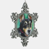 Miniature Pinscher Tin Sneeuwvlok Ornament (Links)