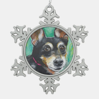 Miniature Pinscher Tin Sneeuwvlok Ornament