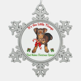 Miniature Pinscher Tin Sneeuwvlok Ornament