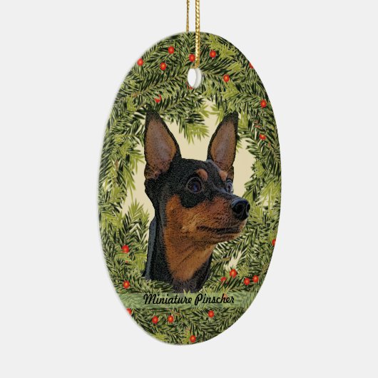 Miniature Pinscher Wreath Keramisch Ornament (Rechts)