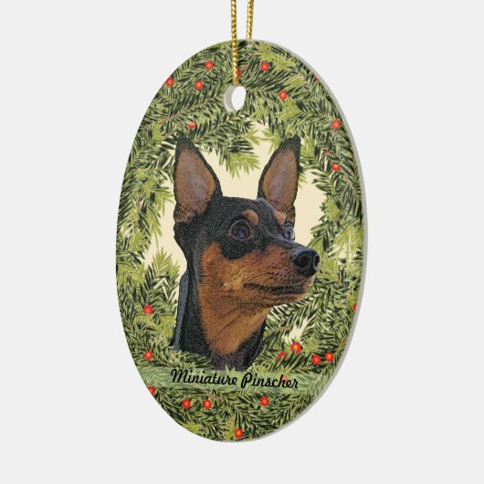 Miniature Pinscher Wreath Keramisch Ornament (Links)