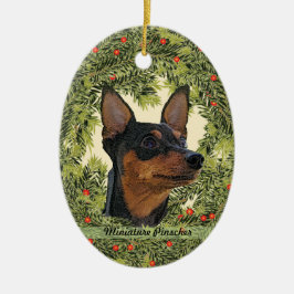 Miniature Pinscher Wreath Keramisch Ornament