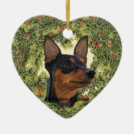 Miniature Pinscher Wreath Keramisch Ornament