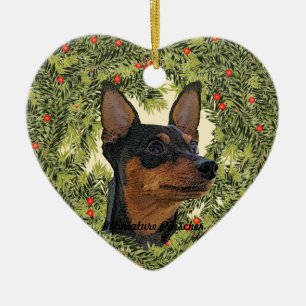 Miniature Pinscher Wreath Keramisch Ornament