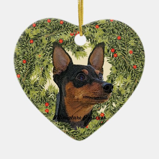 Miniature Pinscher Wreath Keramisch Ornament (Voorkant)