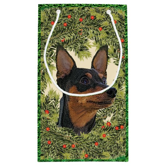 Miniature Pinscher Wreath Klein Cadeauzakje (Achterkant)