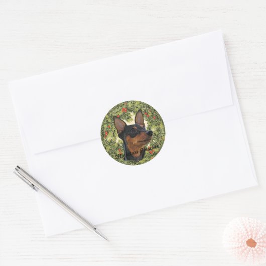 Miniature Pinscher Wreath Ronde Sticker (Envelop)