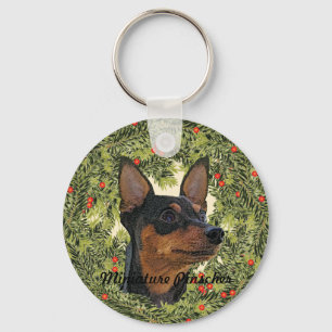 Miniature Pinscher Wreath Sleutelhanger