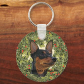 Miniature Pinscher Wreath Sleutelhanger (Voorkant)