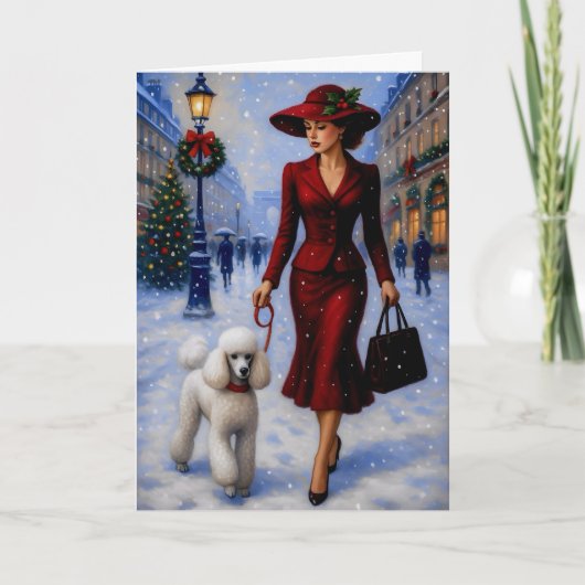Miniature Poodle Holiday Card Feestdagen Kaart (Voorkant)