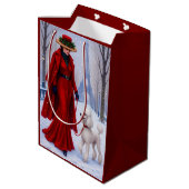 Miniature Poodle Holiday Medium Cadeauzakje (Achterkant Gekanteld)