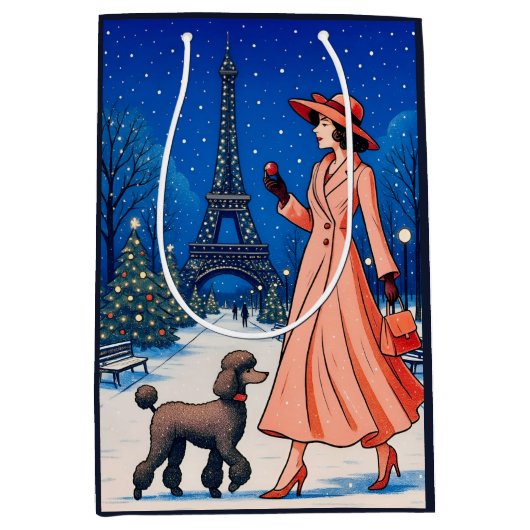 Miniature Poodle Holiday Medium Cadeauzakje (Voorkant)