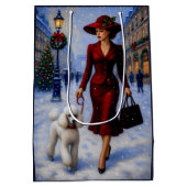 Miniature Poodle Holiday Medium Cadeauzakje (Achterkant)