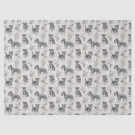 Miniature Schnauzer Antieke Sepia Toile de Jouy Tissuepapier
