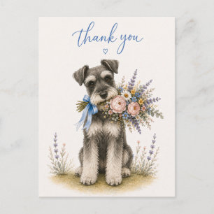 Miniature Schnauzer Bloemboeket Bedankt Briefkaart
