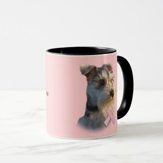 Miniature Schnauzer Breast Cancer Mok (Voorkant rechts)