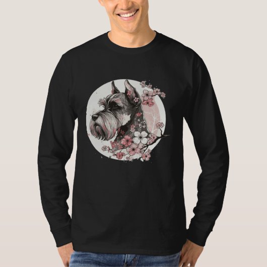 Miniature Schnauzer Cherry Blossom Dog Breed Japan T-shirt (Voorkant)