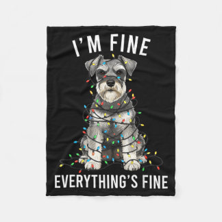 Miniature Schnauzer Christmas I'm Fine Everything  Fleece Deken