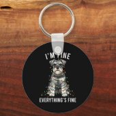 Miniature Schnauzer Christmas I'm Fine Everything  Sleutelhanger (Voorkant)