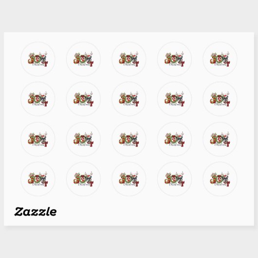 Miniature Schnauzer Christmas Lights Santa Xmas Do Ronde Sticker (Vel)