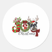 Miniature Schnauzer Christmas Lights Santa Xmas Do Ronde Sticker (Voorkant)